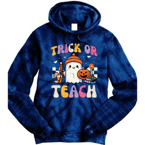 Trick Or Teach Ghost Teacher School Halloween Tie Dye Hoodie