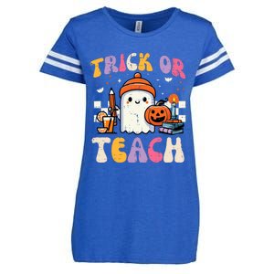 Trick Or Teach Ghost Teacher School Halloween Enza Ladies Jersey Football T-Shirt