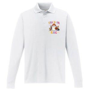 Trick Or Teach Ghost Teacher School Halloween Performance Long Sleeve Polo