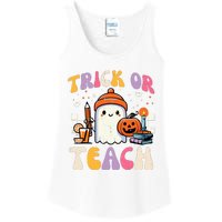 Trick Or Teach Ghost Teacher School Halloween Ladies Essential Tank