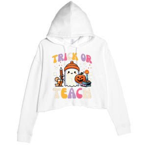 Trick Or Teach Ghost Teacher School Halloween Crop Fleece Hoodie