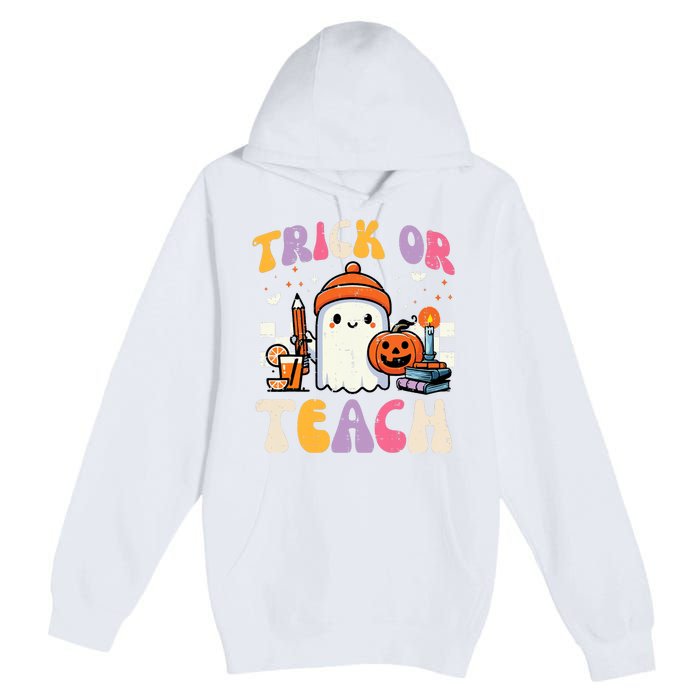 Trick Or Teach Ghost Teacher School Halloween Premium Pullover Hoodie