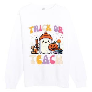 Trick Or Teach Ghost Teacher School Halloween Premium Crewneck Sweatshirt