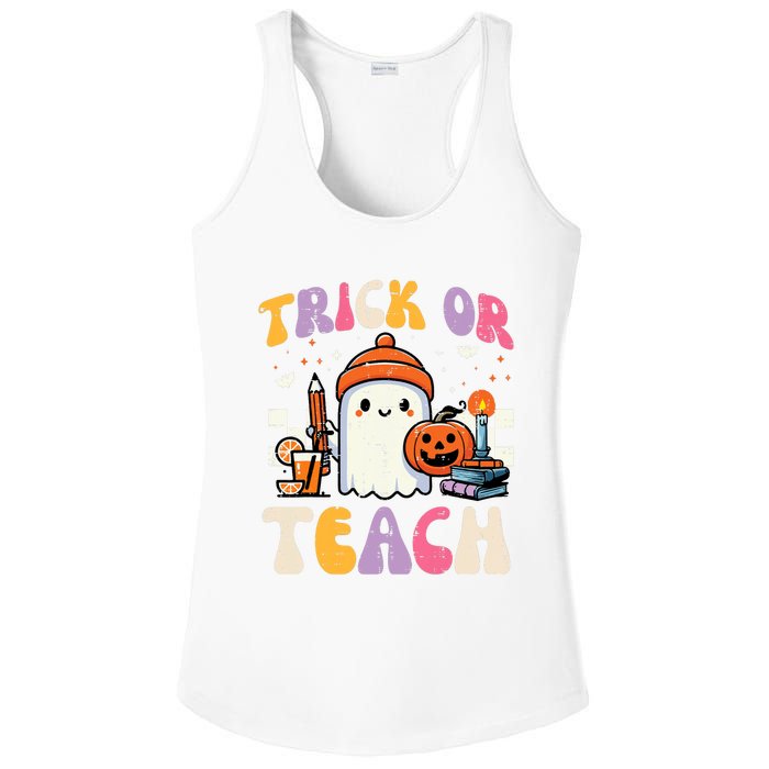 Trick Or Teach Ghost Teacher School Halloween Ladies PosiCharge Competitor Racerback Tank