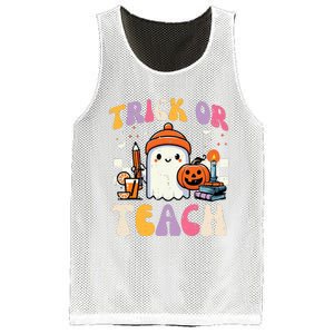 Trick Or Teach Ghost Teacher School Halloween Mesh Reversible Basketball Jersey Tank