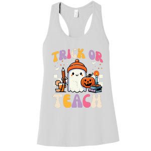 Trick Or Teach Ghost Teacher School Halloween Women's Racerback Tank