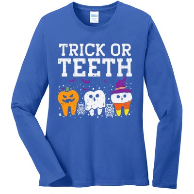 Trick Or Teeth Halloween Costumes Dental Assistant Dentist Gift Ladies Long Sleeve Shirt