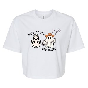 Tired Of This Boo Sheet Funny Cowboy Halloween Ghost Ghoul Bella+Canvas Jersey Crop Tee