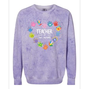 Teacher Of Tiny Humans Kindergarten Preschool Teacher Colorblast Crewneck Sweatshirt