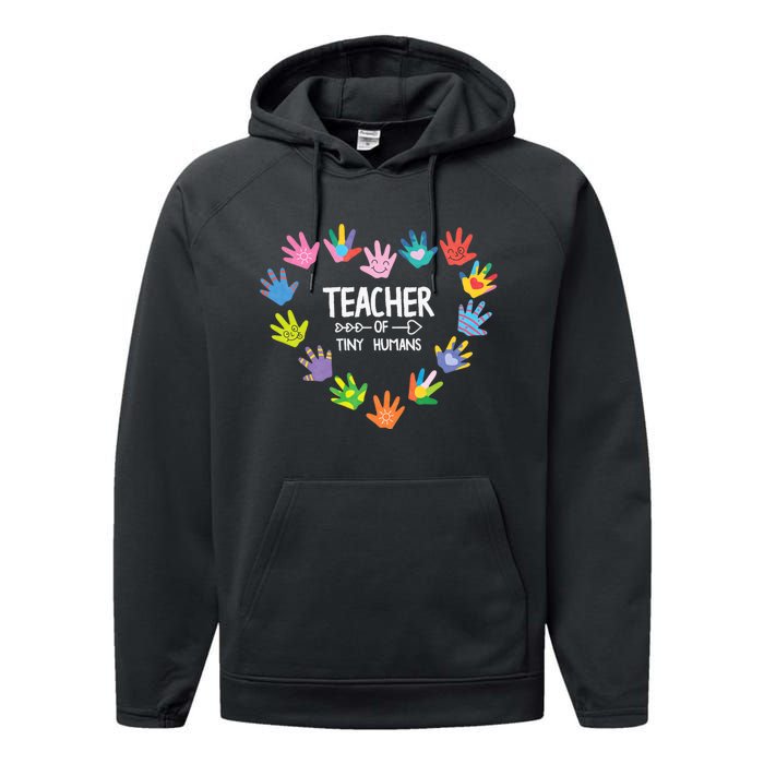 Teacher Of Tiny Humans Kindergarten Preschool Teacher Performance Fleece Hoodie