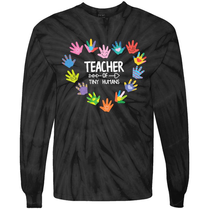 Teacher Of Tiny Humans Kindergarten Preschool Teacher Tie-Dye Long Sleeve Shirt