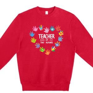 Teacher Of Tiny Humans Kindergarten Preschool Teacher Premium Crewneck Sweatshirt