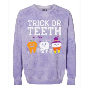 Trick Or Teeth Halloween Costumes Dental Assistant Dentist Gift Colorblast Crewneck Sweatshirt