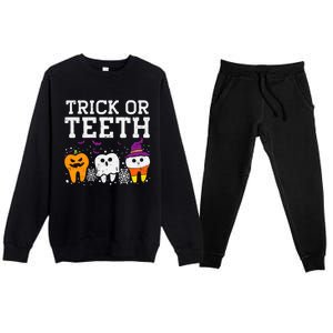 Trick Or Teeth Halloween Costumes Dental Assistant Dentist Gift Premium Crewneck Sweatsuit Set