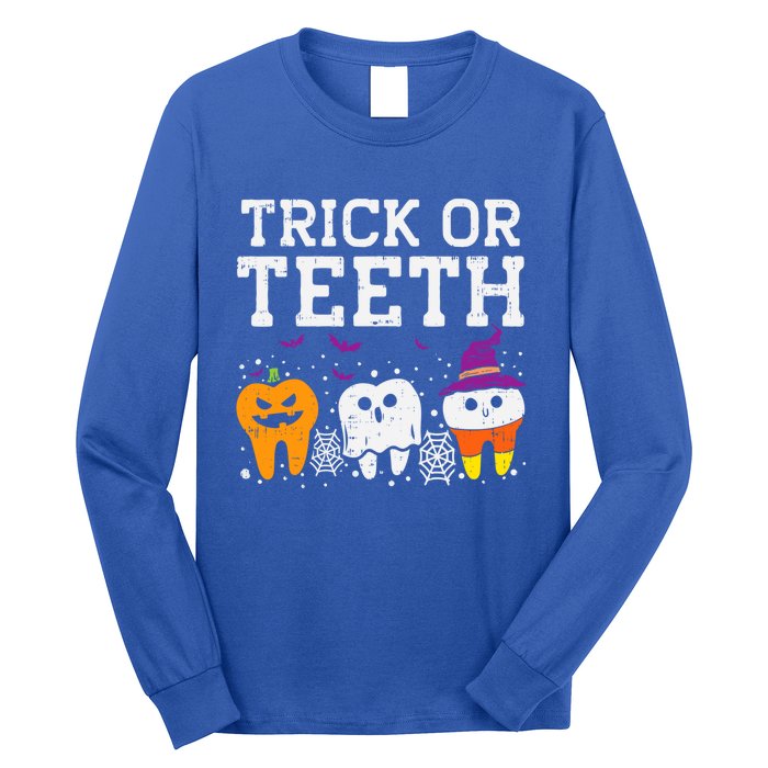 Trick Or Teeth Halloween Costumes Dental Assistant Dentist Gift Long Sleeve Shirt