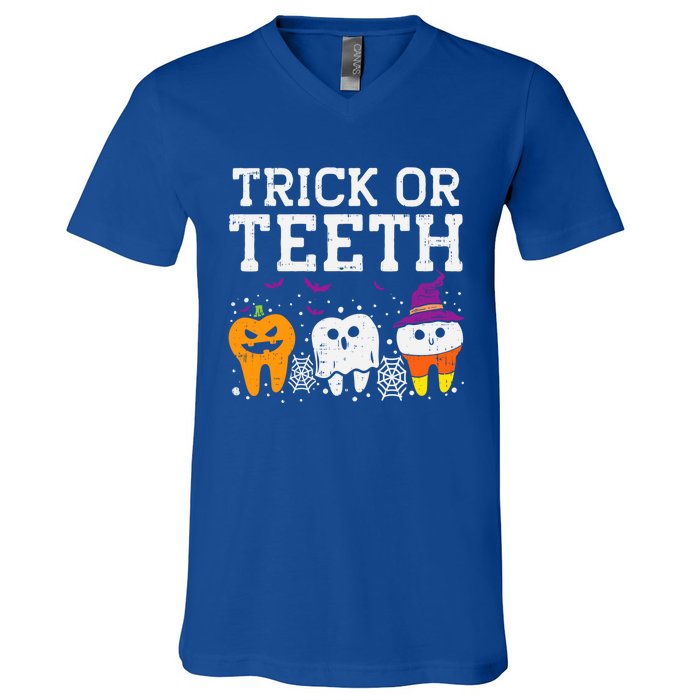 Trick Or Teeth Halloween Costumes Dental Assistant Dentist Gift V-Neck T-Shirt