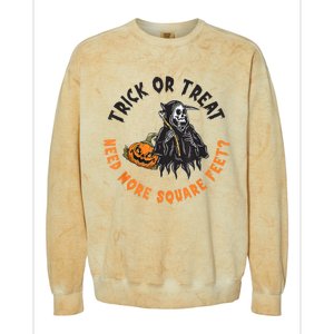 Trick Or Treat Spooky Witch Halloween Need More Square Feet Colorblast Crewneck Sweatshirt