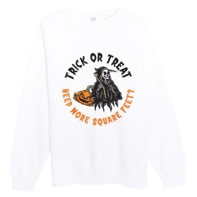 Trick Or Treat Spooky Witch Halloween Need More Square Feet Premium Crewneck Sweatshirt