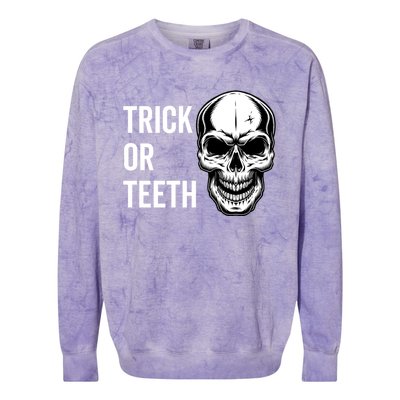 Trick Or Teeth Halloween Skeleton Dentist Funny Gift Funny Gift Colorblast Crewneck Sweatshirt