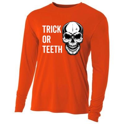 Trick Or Teeth Halloween Skeleton Dentist Funny Gift Funny Gift Cooling Performance Long Sleeve Crew