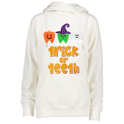 Trick Or Teeth Gift Womens Funnel Neck Pullover Hood