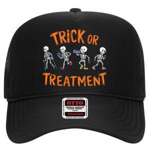 Trick Or Treatment Pt Physical Therapy Therapist Halloween High Crown Mesh Back Trucker Hat