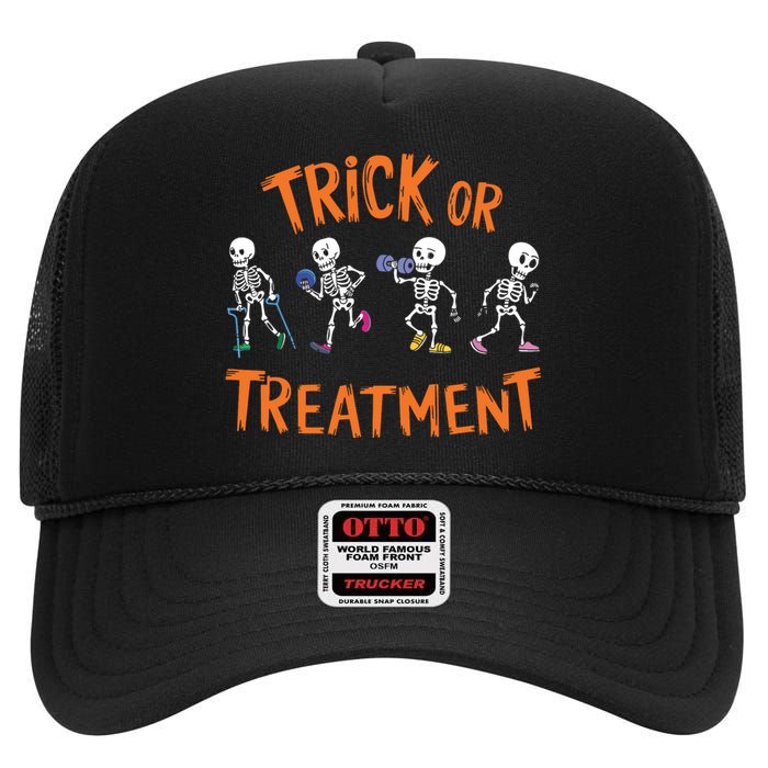 Trick Or Treatment Pt Physical Therapy Therapist Halloween High Crown Mesh Back Trucker Hat