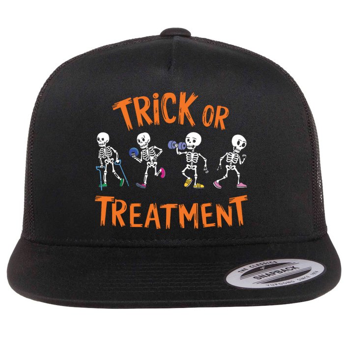 Trick Or Treatment Pt Physical Therapy Therapist Halloween Flat Bill Trucker Hat