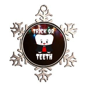 Trick Or Teeth Tooth Vampire Dentist Hygienist Funny Dental Cool Gift Metallic Star Ornament