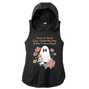 Trick Or Treat Smell My Feet Cute Ghost Halloween Floral Gift Ladies PosiCharge Tri-Blend Wicking Draft Hoodie Tank