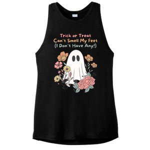 Trick Or Treat Smell My Feet Cute Ghost Halloween Floral Gift Ladies PosiCharge Tri-Blend Wicking Tank