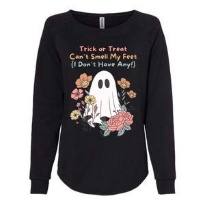 Trick Or Treat Smell My Feet Cute Ghost Halloween Floral Gift Womens California Wash Sweatshirt