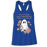 Trick Or Treat Smell My Feet Cute Ghost Halloween Floral Gift Women's Racerback Tank