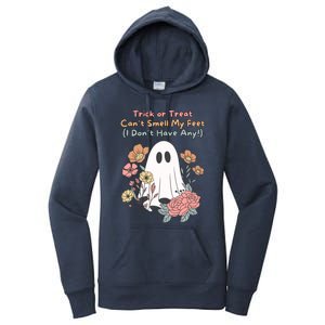 Trick Or Treat Smell My Feet Cute Ghost Halloween Floral Gift Women's Pullover Hoodie