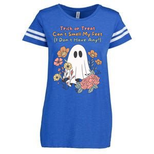 Trick Or Treat Smell My Feet Cute Ghost Halloween Floral Gift Enza Ladies Jersey Football T-Shirt