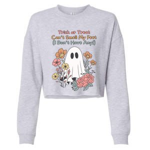 Trick Or Treat Smell My Feet Cute Ghost Halloween Floral Gift Cropped Pullover Crew