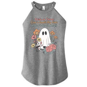 Trick Or Treat Smell My Feet Cute Ghost Halloween Floral Gift Women's Perfect Tri Rocker Tank