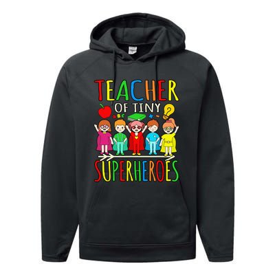 Teacher Of Tiny Superheroes First Day Back To School Graphic Performance Fleece Hoodie