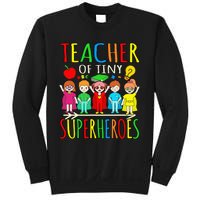 Teacher Of Tiny Superheroes First Day Back To School Graphic Sweatshirt