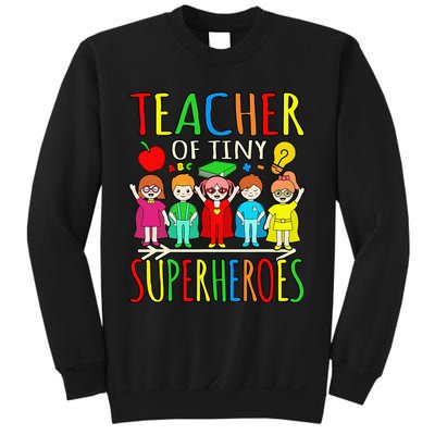 Teacher Of Tiny Superheroes First Day Back To School Graphic Sweatshirt