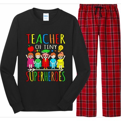 Teacher Of Tiny Superheroes First Day Back To School Graphic Long Sleeve Pajama Set