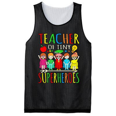 Teacher Of Tiny Superheroes First Day Back To School Graphic Mesh Reversible Basketball Jersey Tank