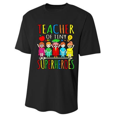 Teacher Of Tiny Superheroes First Day Back To School Graphic Performance Sprint T-Shirt