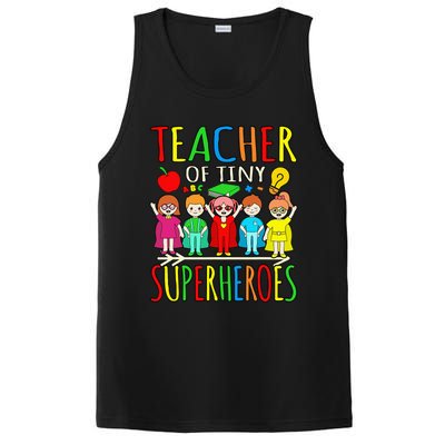 Teacher Of Tiny Superheroes First Day Back To School Graphic PosiCharge Competitor Tank