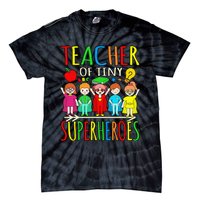 Teacher Of Tiny Superheroes First Day Back To School Graphic Tie-Dye T-Shirt