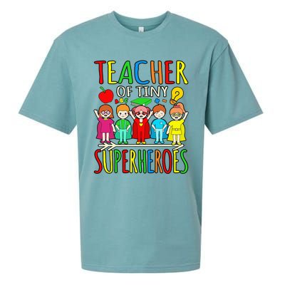 Teacher Of Tiny Superheroes First Day Back To School Graphic Sueded Cloud Jersey T-Shirt