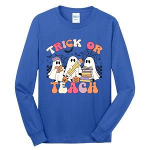 Trick Or Teach Funny Teacher Halloween Costume 2024 Boo Gift Tall Long Sleeve T-Shirt