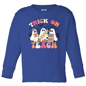 Trick Or Teach Funny Teacher Halloween Costume 2024 Boo Gift Toddler Long Sleeve Shirt