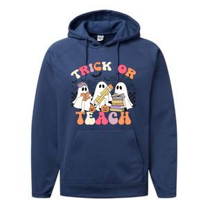 Trick Or Teach Funny Teacher Halloween Costume 2024 Boo Gift Performance Fleece Hoodie