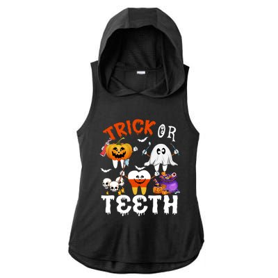 Trick Or Teeth Treating Candy Pumpkin Boo Tooth Dental Squad Cool Gift Ladies PosiCharge Tri-Blend Wicking Draft Hoodie Tank